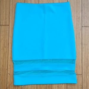 Teal Pencil Skirt with Mesh Detail
